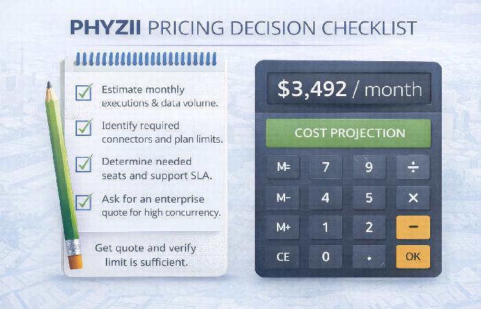Phyzii pricing decision checklist for teams and businesses