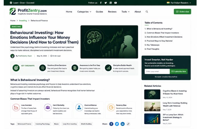 behavioural investing education article example platform content structure