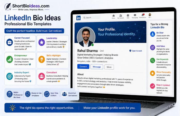 shortbioideas com linkedin professional bio ideas templates