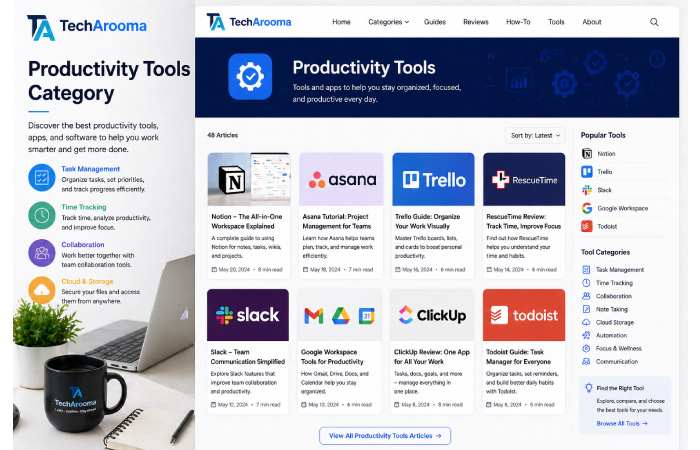 techarooma productivity tools category overview