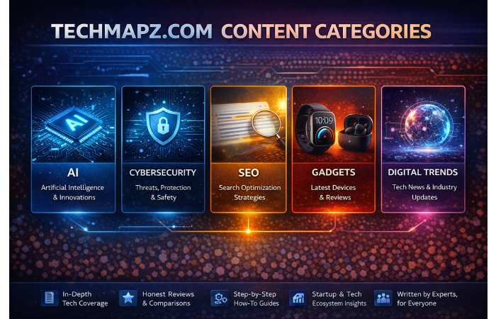 techmapz com content categories technology seo ai cybersecurity chart